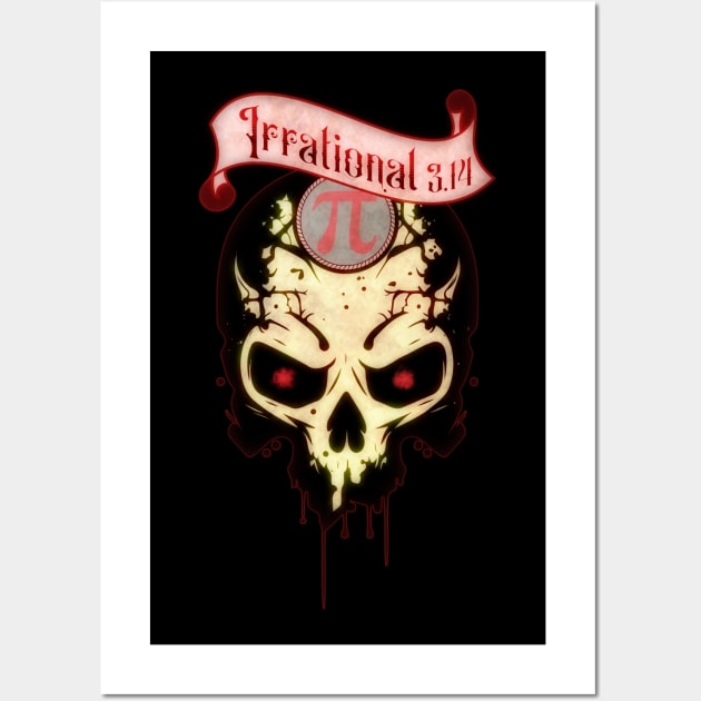 PI Day Irrational Skull Design Strawberry Edition Wall Art by mythikcreationz